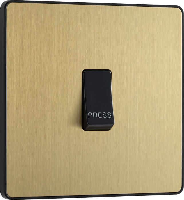 BG Evolve Satin Brass 10A Retractive Press Switch PCDSB14B