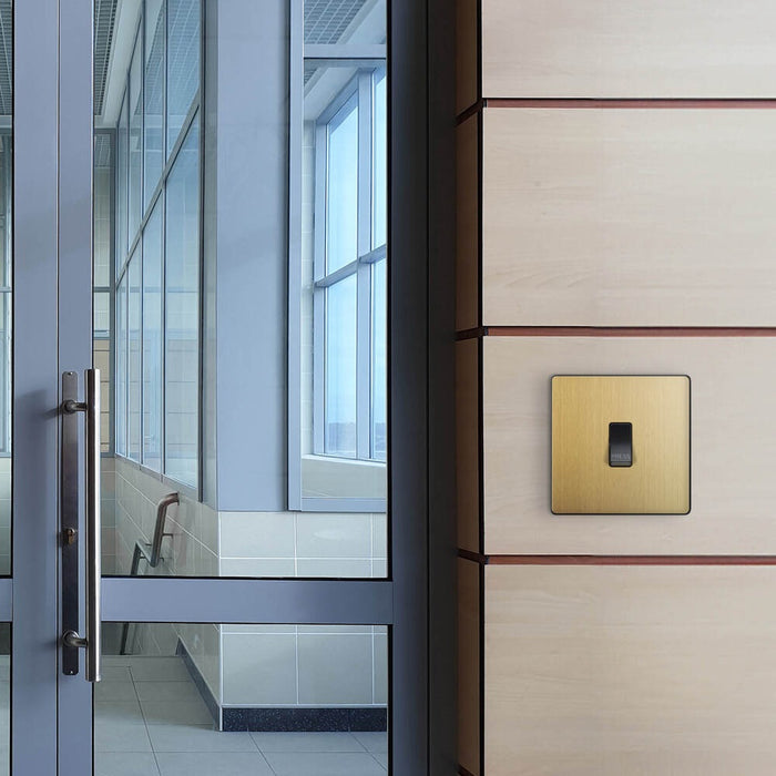 BG Evolve Satin Brass 10A Retractive Press Switch PCDSB14B