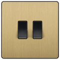 BG Evolve Satin Brass 2G Intermediate Combination Switch Available from RS Electrical Supplies