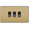 BG Evolve Satin Brass 3G 2W Light Switch PCDSB432B Available from RS Electrical Supplies