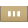 BG Evolve Satin Brass 3G Grid Plate RPCDSB3B Available from RS Electrical Supplies