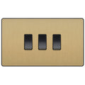 BG Evolve Satin Brass 3G Intermediate Combination Switch Available from RS Electrical Supplies