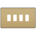 BG Evolve Satin Brass 4G Grid Plate RPCDSB4B Available from RS Electrical Supplies