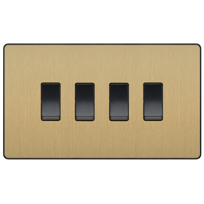 BG Evolve Satin Brass 4G 2W Light Switch PCDSB44B Available from RS Electrical Supplies