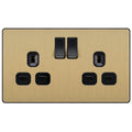BG Evolve Satin Brass 13A Double Socket 10 Pack PCDSB22B Available from RS Electrical Supplies