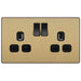 BG Evolve Satin Brass 13A Double Socket 10 Pack PCDSB22B Available from RS Electrical Supplies