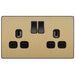 BG Evolve Satin Brass 13A Double Socket PCDSB22B Available from RS Electrical Supplies