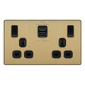 BG Evolve Satin Brass 13A Double USB Socket with 22W A+C Ports PCDSB22UAC22B Available from RS Electrical Supplies
