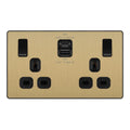 BG Evolve Satin Brass 13A Double USB Socket with 45W A+C Ports PCDSB22UAC45B Available from RS Electrical Supplies