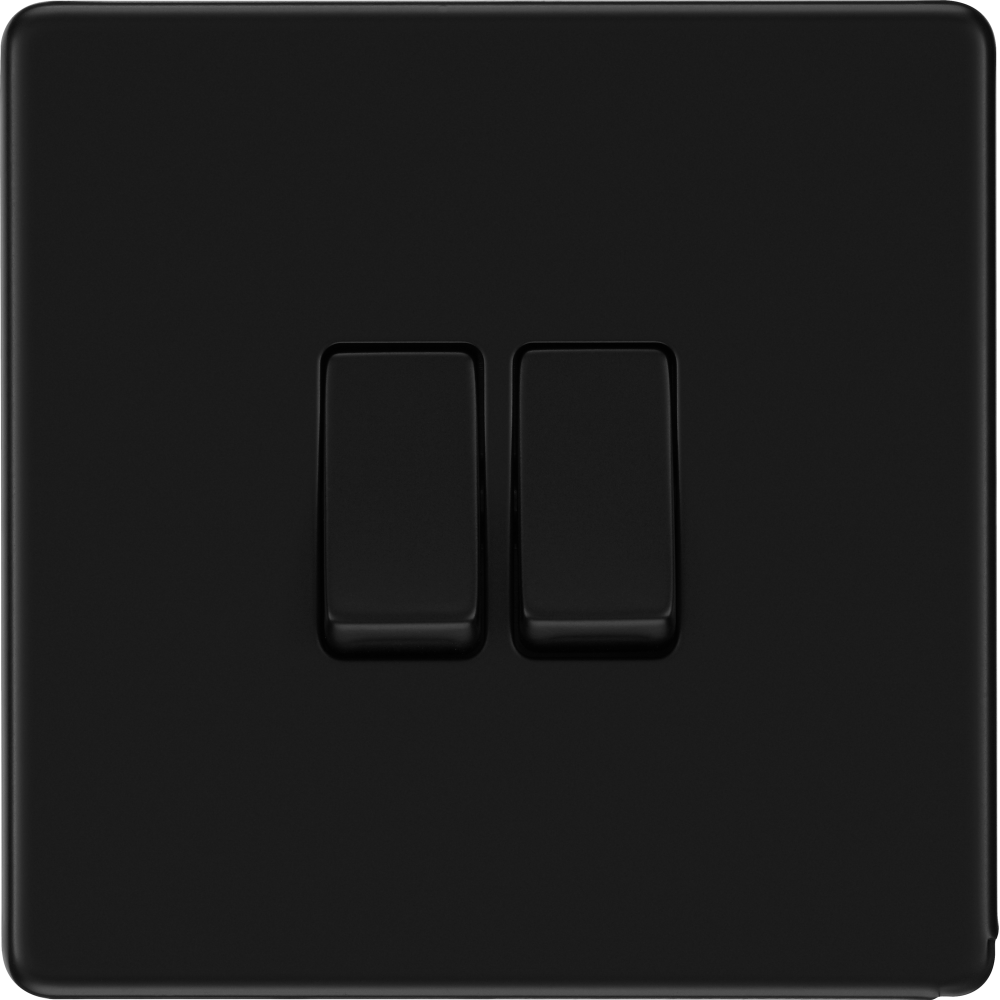 BG Flatplate Screwless Matt Black 2G Intermediate Light Switch FFB2GINT ...