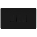 bg flatplate screwless matt black 3g 2w light switch ffb432 Available from RS Electrical