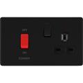 bg flatplate screwless matt black 45a cooker switch with 13a socket ffb70b Available from RS Electrical