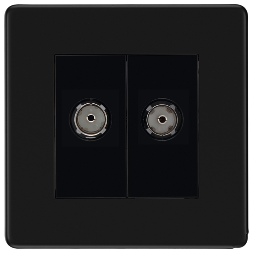 bg flatplate screwless matt black tv fm socket ffb66 Available from RS Electrical