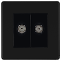 bg flatplate screwless matt black double co axial socket ffb61 Available from RS Electrical