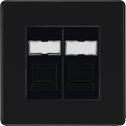 bg flatplate screwless matt black double rj45 cat5e data outlet ffbrj452 Available from RS Electrical