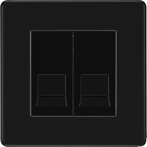 bg flatplate screwless matt black double secondary telephone socket ffbbts2 Available from RS Electrical