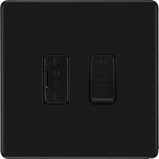 bg flatplate screwless matt black fused fan isolator switch ffb15f Available from RS Electrical