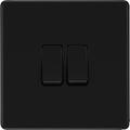bg flatplate screwless matt black 2g 2w light switch ffb42 Available from RS Electrical