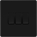 bg flatplate screwless matt black 3g 2w light switch ffb43 Available from RS Electrical