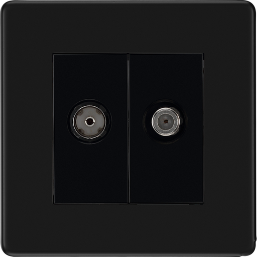 bg flatplate screwless matt black tv satellite socket ffb65 Available from RS Electrical