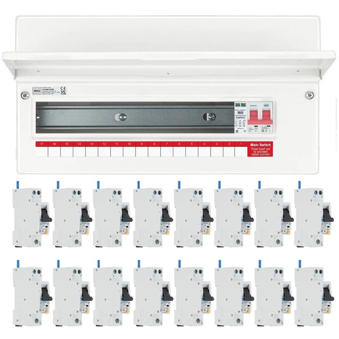 BG Circuit Protection 16 Way 100A Main Switch Consumer Unit SPD with RCBOs