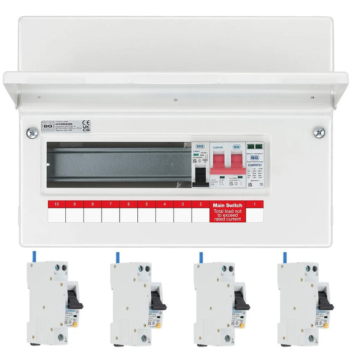 BG Fortress 8 Way 100A Main Switch Consumer Unit SPD and RCBOs