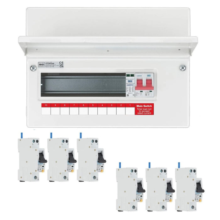 BG Fortress 9 Way 100A Main Switch Consumer Unit SPD and RCBOs