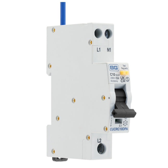BG Circuit Protection Type A Double Pole C Curve RCBO 10A CUCRC10DPA