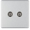 BG Nexus 2 gang Co axial Socket Stainless Steel FBS61 available from RS Electrical Supplies