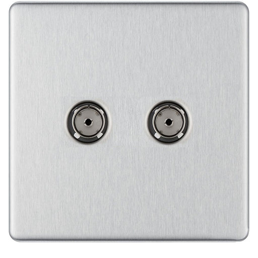 BG Nexus 2 gang Co axial Socket Stainless Steel FBS61 available from RS Electrical Supplies