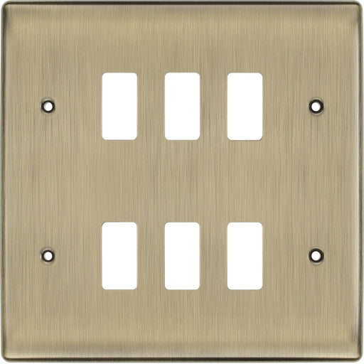 BG Nexus Metal Antique Brass 6G Grid Plate RNAB6 Available from RS Electrical Supplies