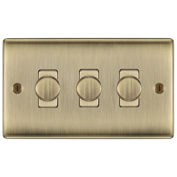 BG Nexus Metal Antique Brass 3G Dimmer Switch NAB83 Available from RS Electrical Supplies