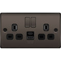 BG Nexus Metal Black Nickel 13A Double USB Socket with 12W A+C Ports NBN22UAC12B Available from RS Electrical Supplies