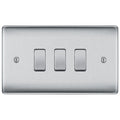 BG Nexus Metal Brushed Steel 3G 2W Light Switch NBS432Available from RS Electrical