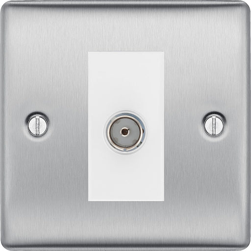 BG Nexus Metal Brushed Steel Co-axial Socket NBS60W Available from RS Electrical Supplies