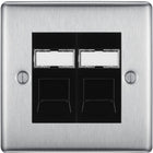 BG Nexus Metal Brushed Steel Double RJ45 Cat6A Data Outlet NBSRJ4526AB