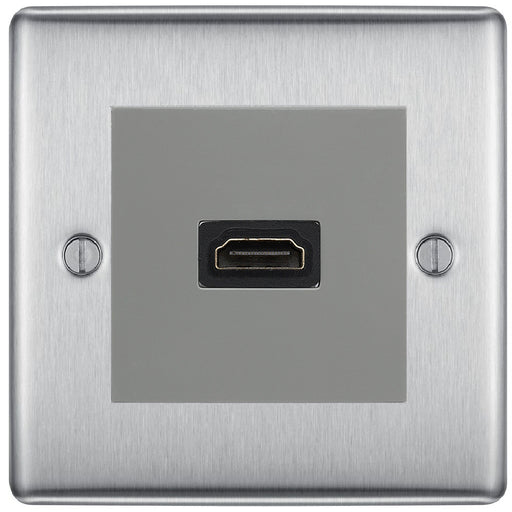 BG Nexus Metal Brushed Steel HDMI Socket NBSHDMIG Available from RS Electrical Supplies