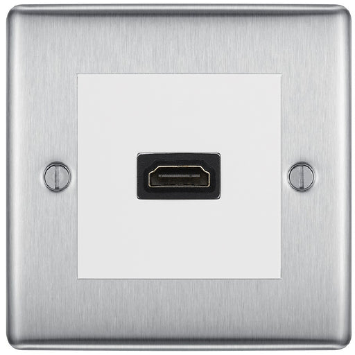 BG Nexus Metal Brushed Steel HDMI Socket NBSHDMIW Available from RS Electrical Supplies