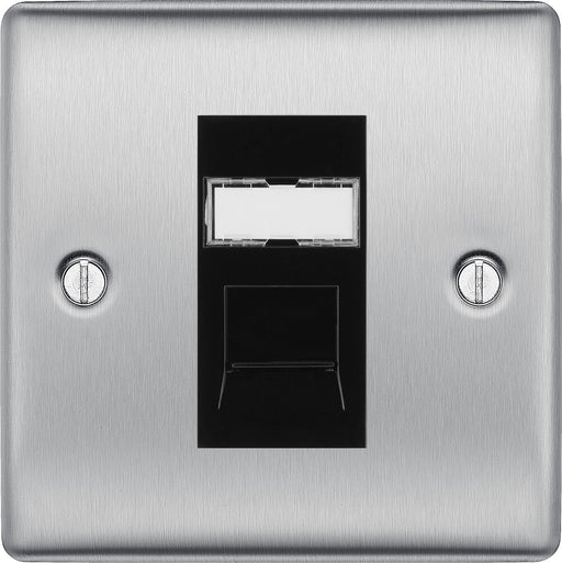 BG Nexus Metal Brushed Steel RJ45 Cat6A Data Outlet NBSRJ4516AB Available from RS Electrical Supplies