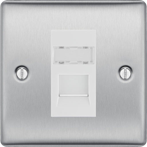 BG Nexus Metal Brushed Steel RJ45 Cat6A Data Outlet NBSRJ4516AW Available from RS Electrical Supplies