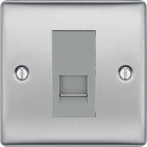 BG Nexus Metal Brushed Steel Master Telephone Socket NBSBTM1G Available from RS Electrical Supplies