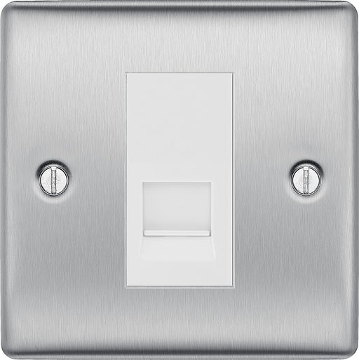 BG Nexus Metal Brushed Steel Master Telephone Socket NBSBTM1W Available from RS Electrical Supplies