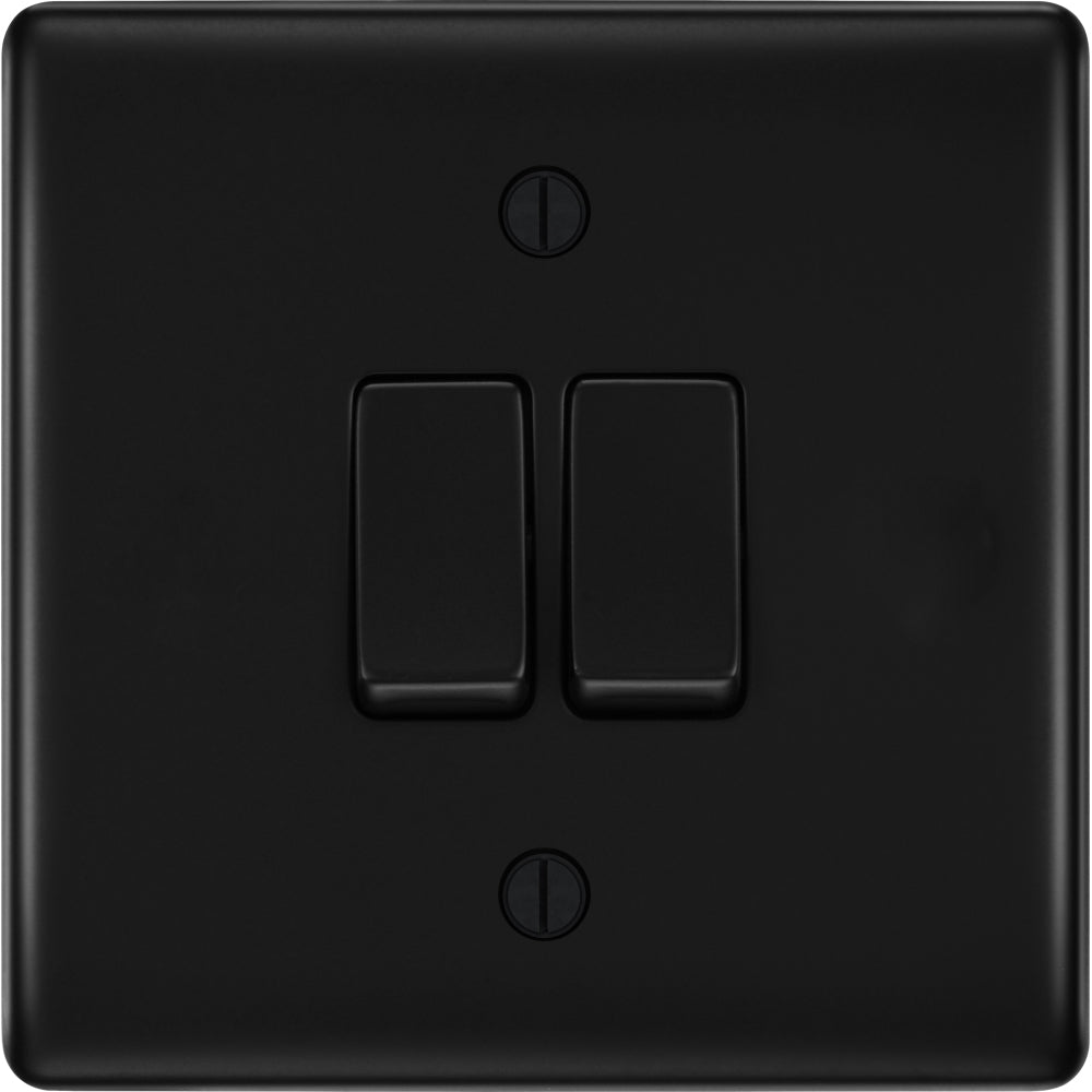 BG Nexus Metal Matt Black 2G Intermediate Light Switch NFB2GINT