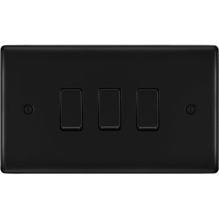 BG Nexus Metal Matt Black 3G 2W Light Switch NFB432B Available from RS Electrical