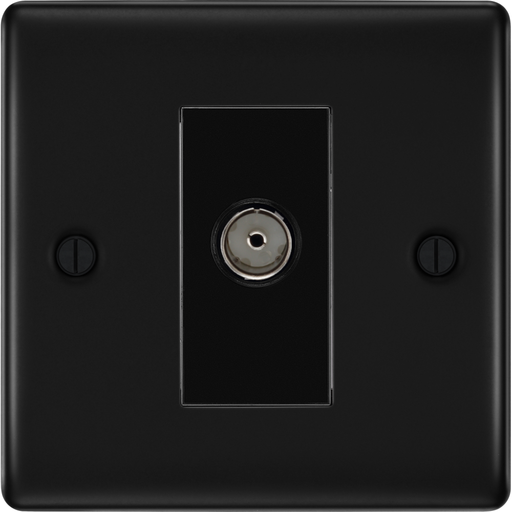BG Nexus Metal Matt Black Coax TV Socket Isolated NFB60B Available from RS Electrical