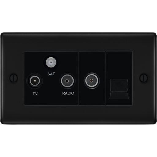 BG Nexus Metal Matt Black Combination TV Socket NFB68 Available from RS Electriccal