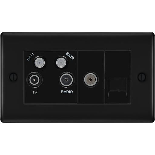 BG Nexus Metal Matt Black Combination TV Socket NFB69 Available from RS Electrical