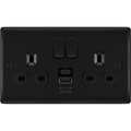 BG Nexus Metal Matt Black Double A & C USB Socket 12W NFB22UAC12B Available from RS Electrical Supplies
