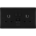 BG Nexus Metal Matt Black 13A Double USB Socket with 12W A+C NFB22UAC12B