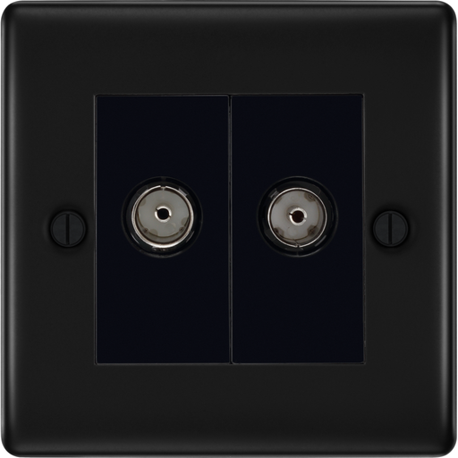 BG Nexus Metal Matt Black Double Coax TV Socket NFB61 Available from RS Electrical